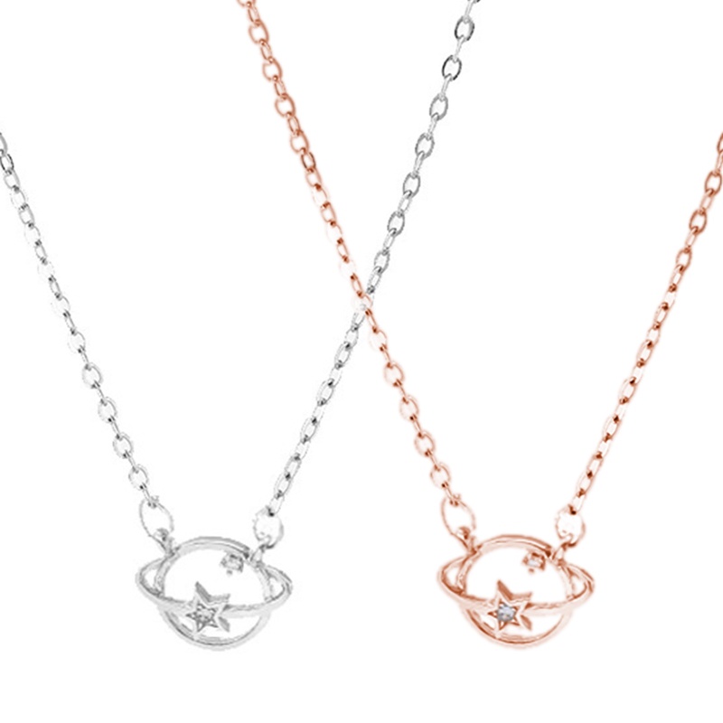 Kalung Rantai Liontin Planet / Bintang Hias Kristal Zircon Ala Gotik Untuk Wanita