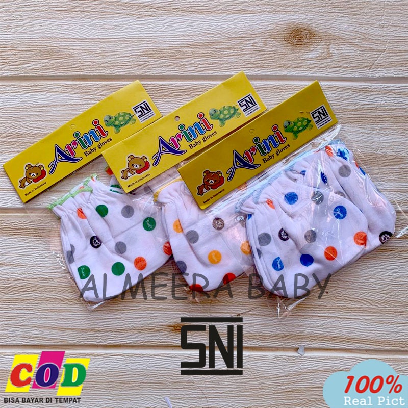 Ana Baby - Kualitas Premium 3 Pasang Sarung Tangan 3 Pasang Sarung Kaki Motif Polkadot