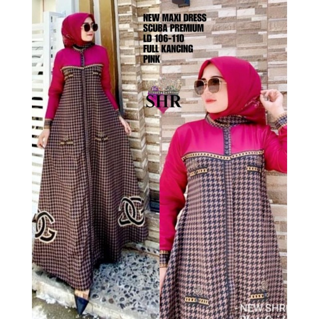 ready Maxi dress SHR ORI bhn SCUBA premium no kerudung