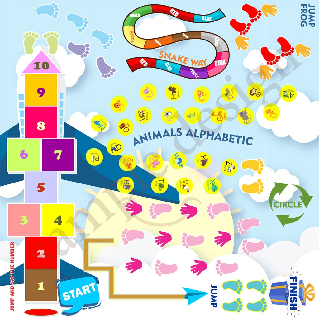 Sensory Path mainan  edukasi anak engklek kaki tangan ular  