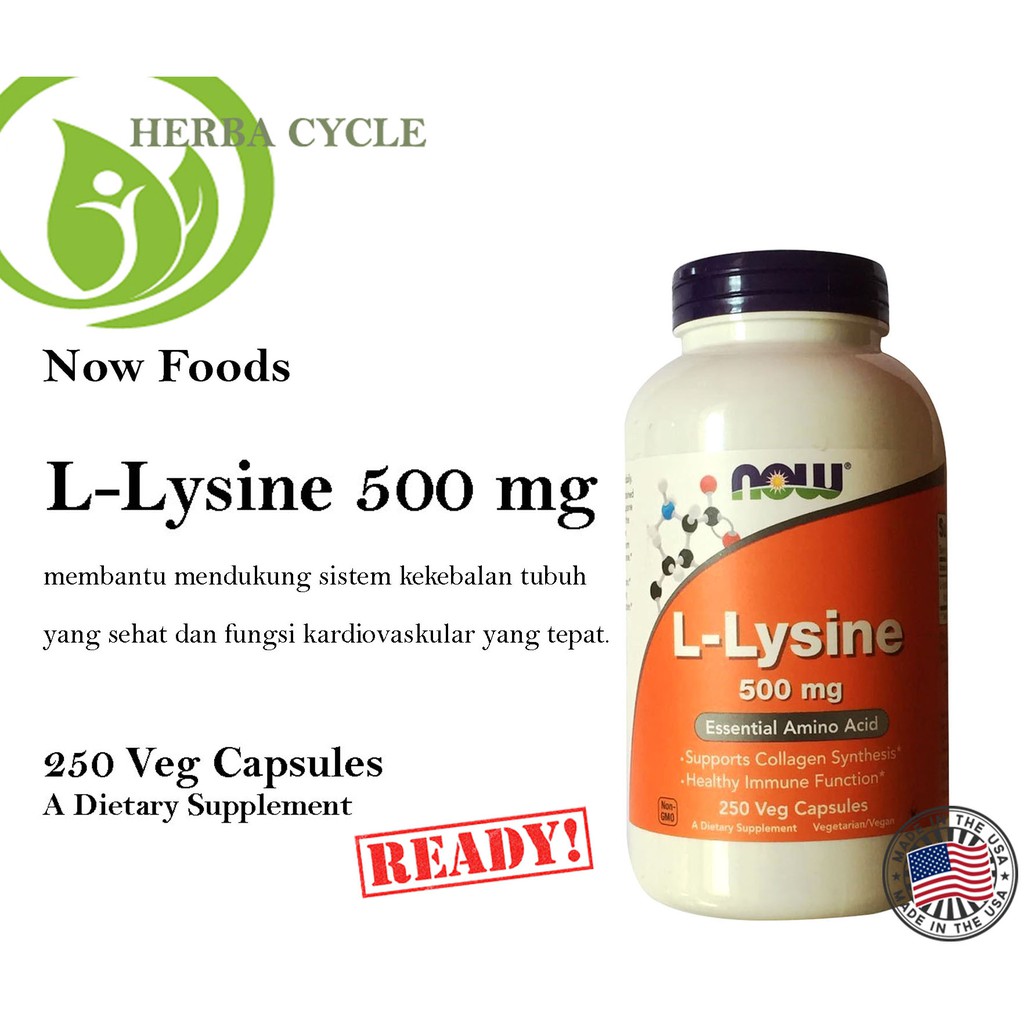 Now Food L Lysine 500mg 250Cap Now Lysine Ori US Amino Acid Daya Tahan