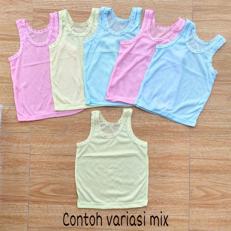 1/2 LUSIN (6 pcs) Singlet bayi WARNA ukuran S / M / L / XL grosir