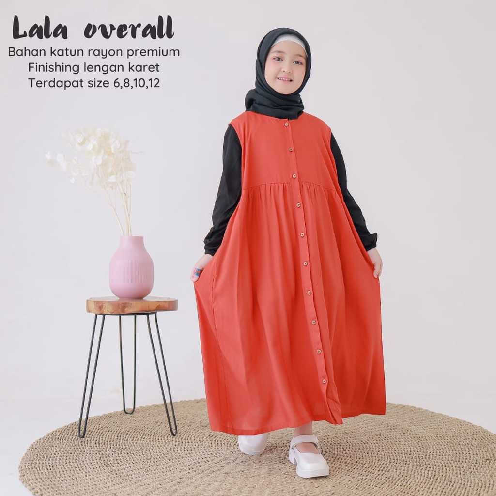 New-Busana Muslimah Anak/Gamis Anak Polos - Lala Overall Kids - Bahan Katun Rayon Premium-Bisa COD