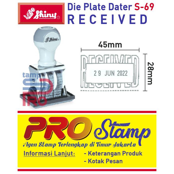 

Stempel Shiny Die Plate Dater / RECEIVED/LUNAS/PAID