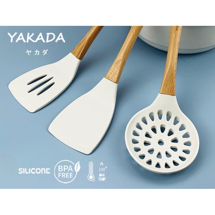 Orinoco Alat Masak Double Silicone Y-203 Gagang Kayu Tahan Panas Bpa Free Food Grade - Kitchen Utensils Anti Leleh Dua Lapis Silikon-3