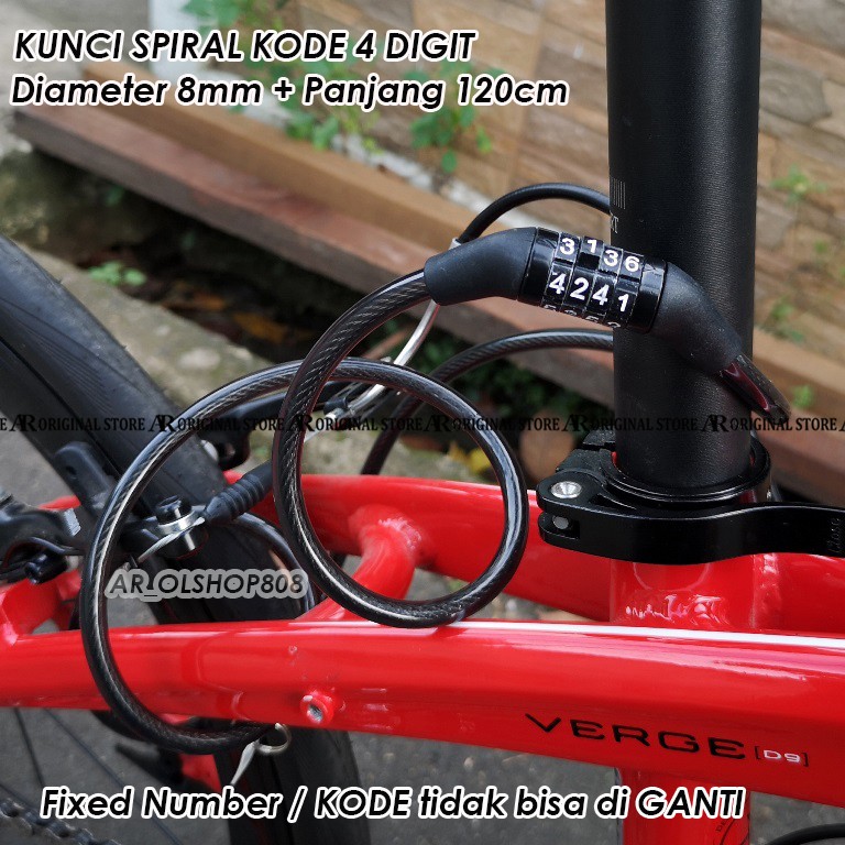 Kunci Gembok Sepeda Spiral Kode Gembok HELM KYT NHK GM BMC PENGAMAN HELM SEPEDA MOTOR KUNCI GEMBOK - Rantai Helm Gembok Sepeda Motor Kunci Pengaman Helm KYT INK NHK GM BMC-1