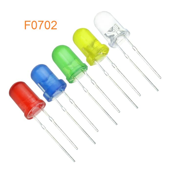 5Pcs Lampu LED 5MM LED Diode Merah  Putih Kuning  Hijau  Biru  