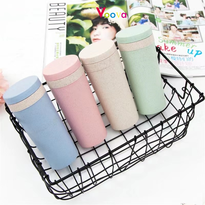 VOOVA Gelas Termos Gandum / Cangkir Termos Jerami Gandum / Cangkir Portabel Tali Portabel / Cangkir 