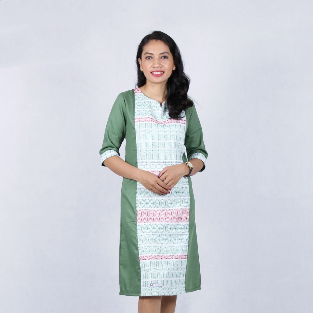 Dress Etnik Tenun Ulos Pucca Asli Hijau Sage (Couple Dijual Terpisah)
