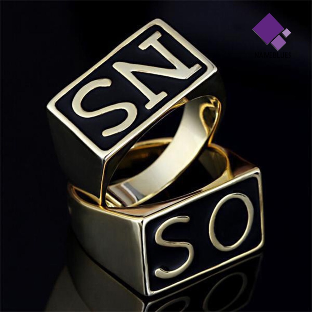 2pcs / set Cincin Jari Bahan Stainless Steel Gaya Punk Untuk Pasangan