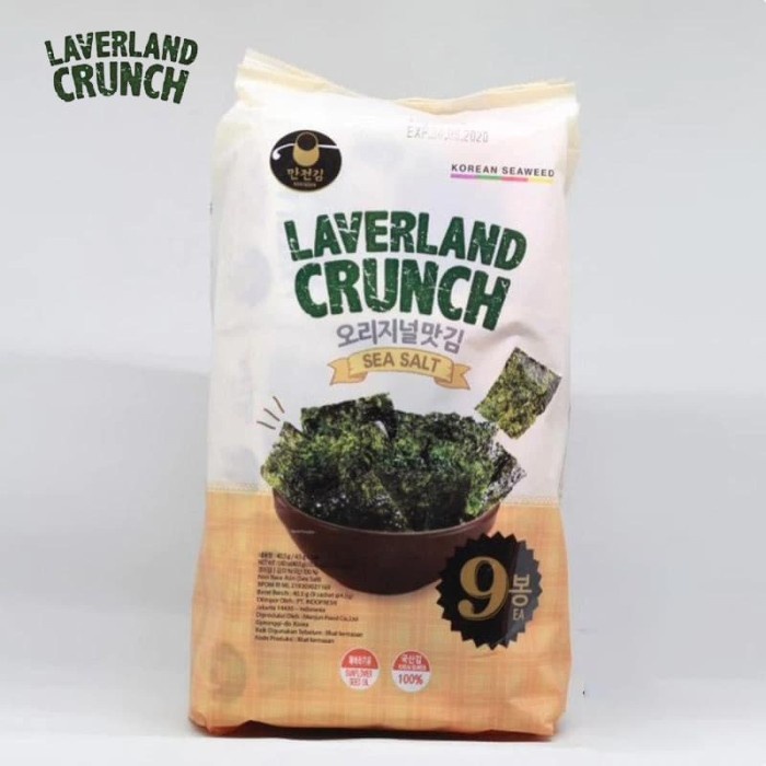 

⭐ COD ⭐ LAVERLAND CRUNCH SEA SALT 4.5 GR ISI 9 PACK - SNACK SEAWEED KOREA