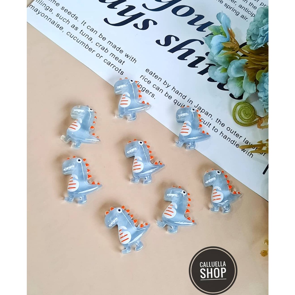 RESIN CLAY TEMPEL MIX MOTIF DAN WARNA MANIK PAREL CINCIN | BAHAN CRAFT CLAY GELANG BROS KALUNG STRAP MASK MASKER PAREL MANIK CRAFT KERAJINAN LUMAJANG FASHION-Dino bening abu 1bj
