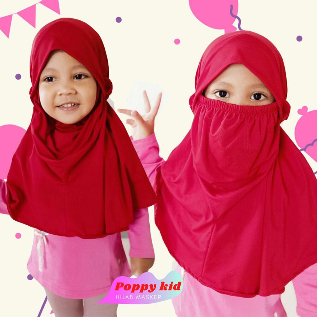 KERUDUNG ANAK ANAK / KERUDUNG INSTAN UNTUK ANAK / HIJAB INSTANT ANAK / HIJAB MASKER ANAK POPPY 3-5 TAHUN