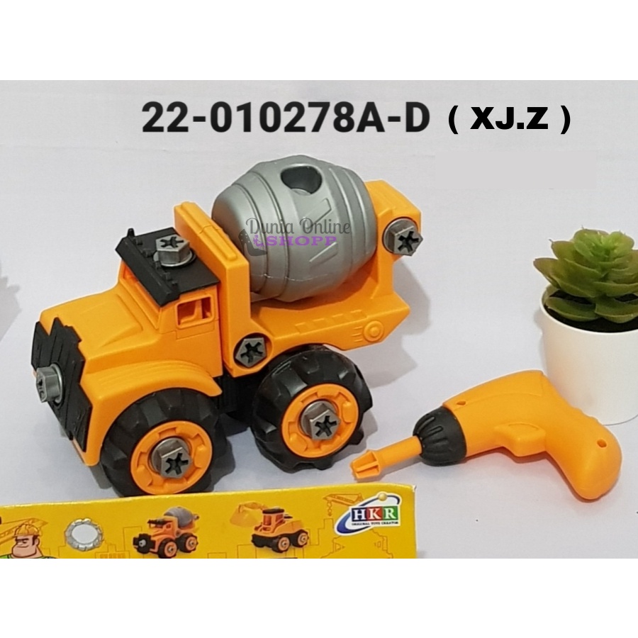 Mainan Edukasi Anak Truck Konstruksi Dumper Mixer Crawler Grapple DIY