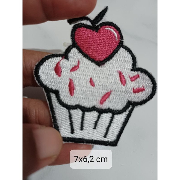 Patch full bordir cup cake aksesoris fashion lucu