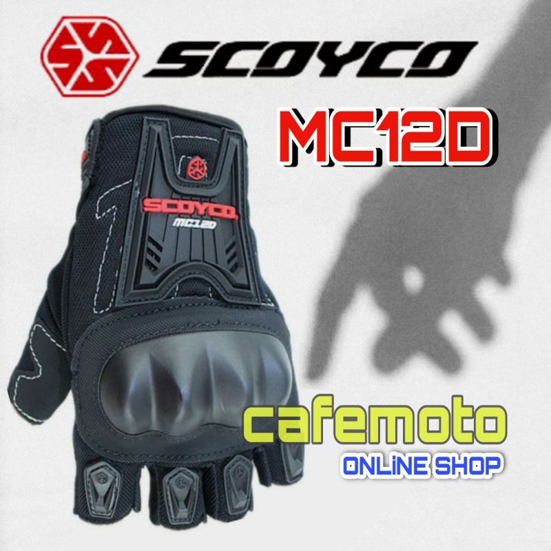 Sarung Tangan SCOYCO MC12D Hitam Half Gloves MC 12D MC-12D - Jari Buntung