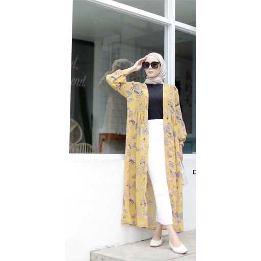 Zora Long Cardy Ceruty Babydoll Premium Long Outer Dress Muslim OOTD Hijab-2