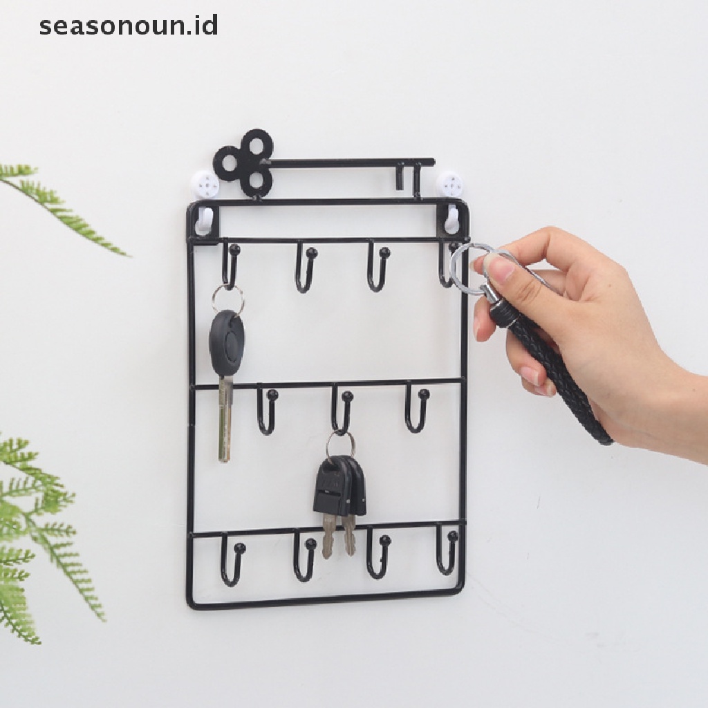 (seasonoun) Rak Organizer Gantung Dinding Holder Kunci / Perhiasan Dengan Kait