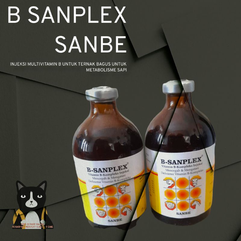 B Sanplex 100ml Obat Hewan / Ternak SANBE Injeksi Multivitamin B Untuk Ternak