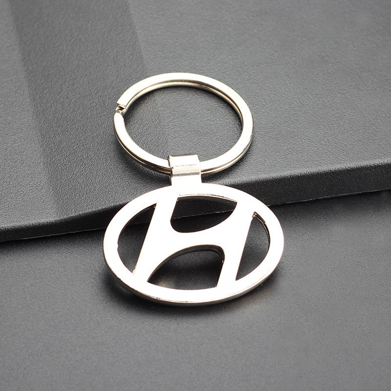 Gantungan Kunci Mobil Logo 3D Bahan Stainless Steel Hyundai