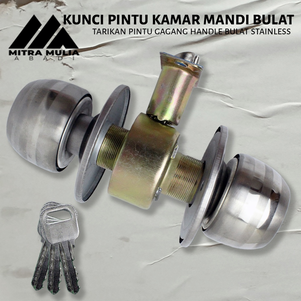 Kunci Pintu Kamar Mandi Bulat Onat / Tarikan Gagang Handle Putar Stainless