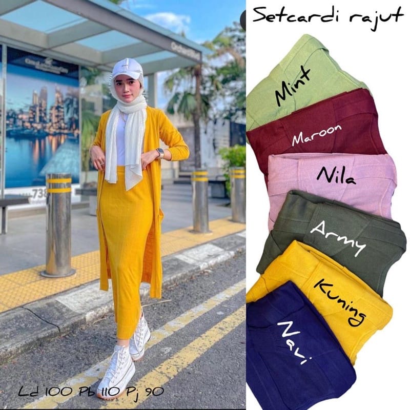 DVN ~ Set Cardi Rajut Awkarin Terbaru || Set Rajut Premium Quality Product || OOTD Remaja Kekinian 2022 || Fashion Muslim || Stelan Rajut Knits