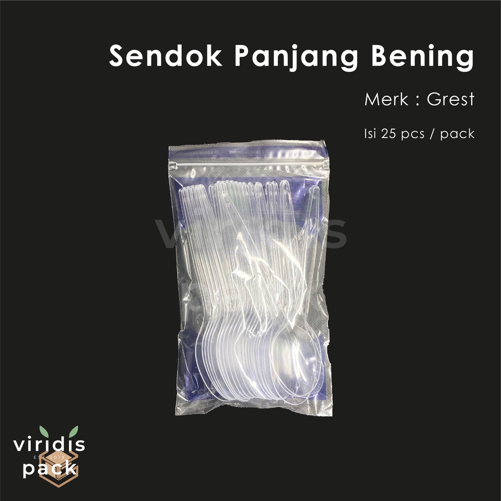 Sendok Panjang Bening Merk Grest / Sendok Bening / Sendok Plastik