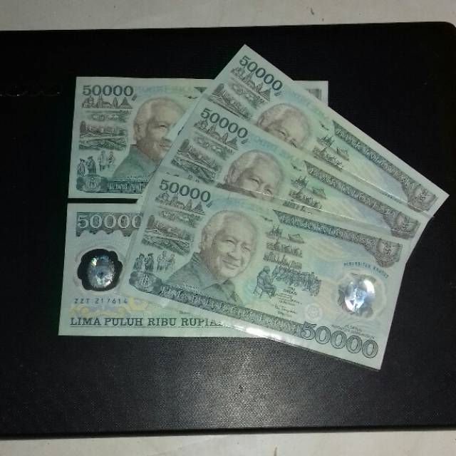 (GRESS) Uang kuno rp 50.000 50rb polymer plastik uang kuno soeharto mesem 50rb soperti 100rb polymer