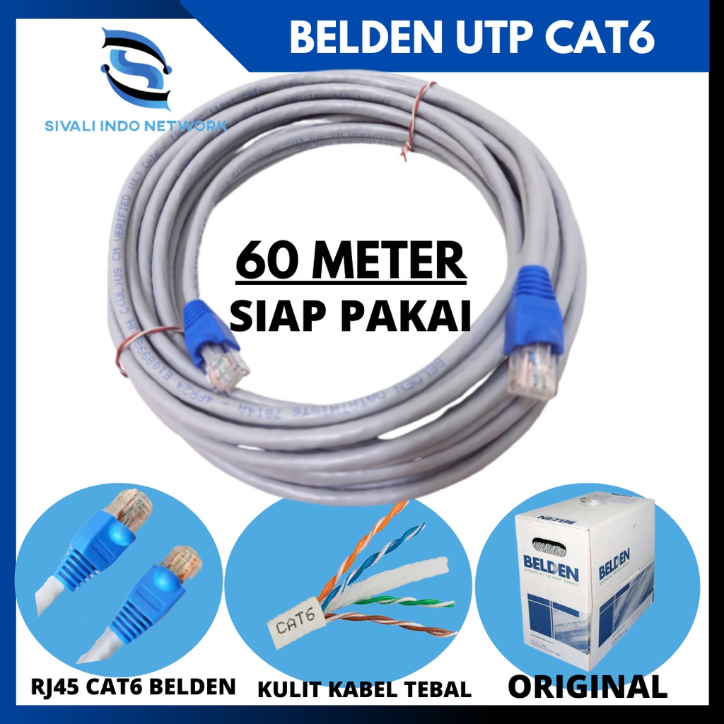 60 METER BELDEN KABEL LAN UTP CAT6 ORIGINAL SIAP PAKAI