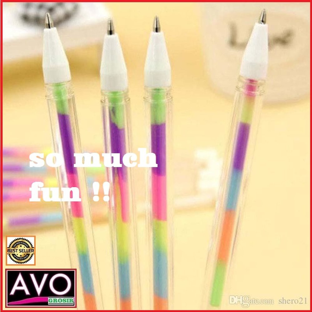 

Dijual PULPEN UNIK - pen ballpoint gel pelangi seru - raibow pen Terlaris