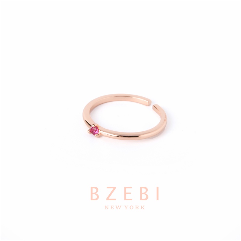 Bzebi Cincin Rose Gold 18k Model Terbuka Adjustable Hias Berlian 23r Gaya Korea Untuk Wanita