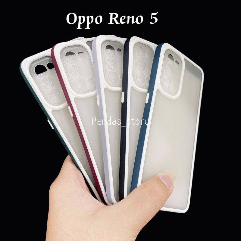 Pro Hybird Oppo Reno 5 Softcase Halus dan Elegan / Pinggiran Garis Putih Keren (Pandas)