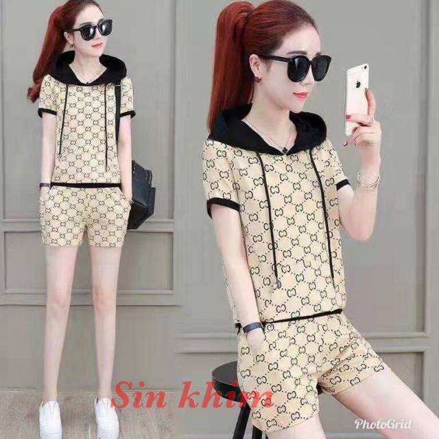 Setelan Wanita Pendek Gucci Bahan Spandek Korea Import CC Ec