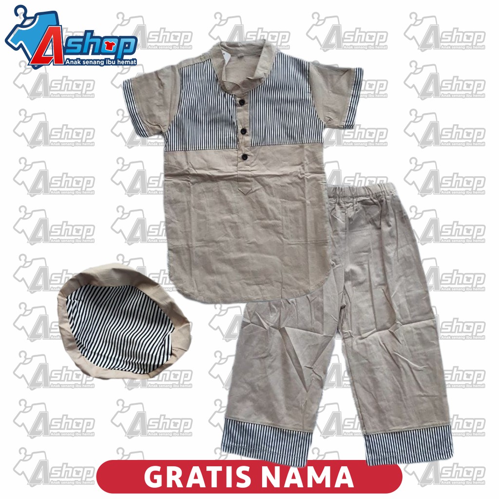 Baju Anak Setelan Muslim  Laki laki Gratis Sablon Nama