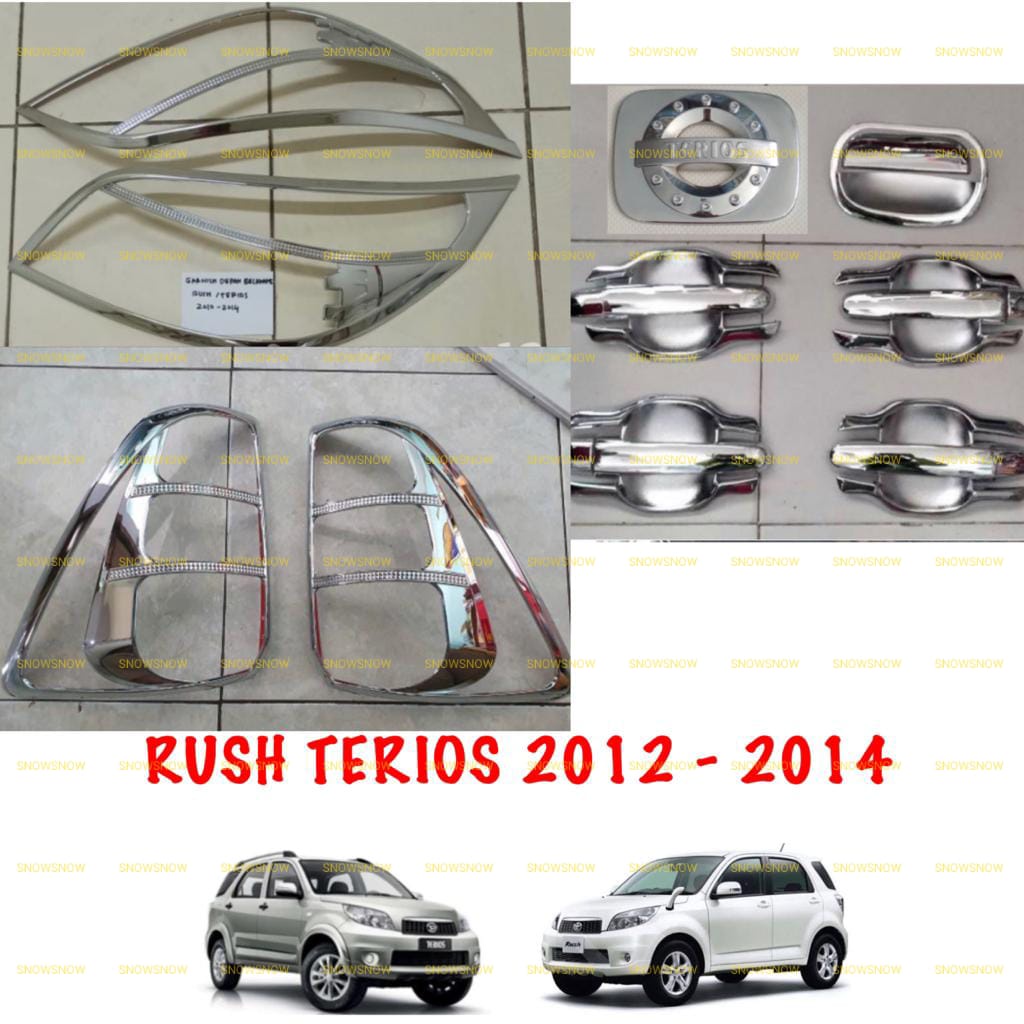 Paket Garnish Depan Belakang Outer Handle Tank Cover New Rush Terios Lama 2012 2014 Hitam Chrome