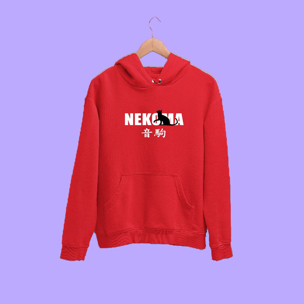 Jaket Hoodie Nekoma Haikyuu Dewasa Sweater Hoodie Anime cowok/cewek