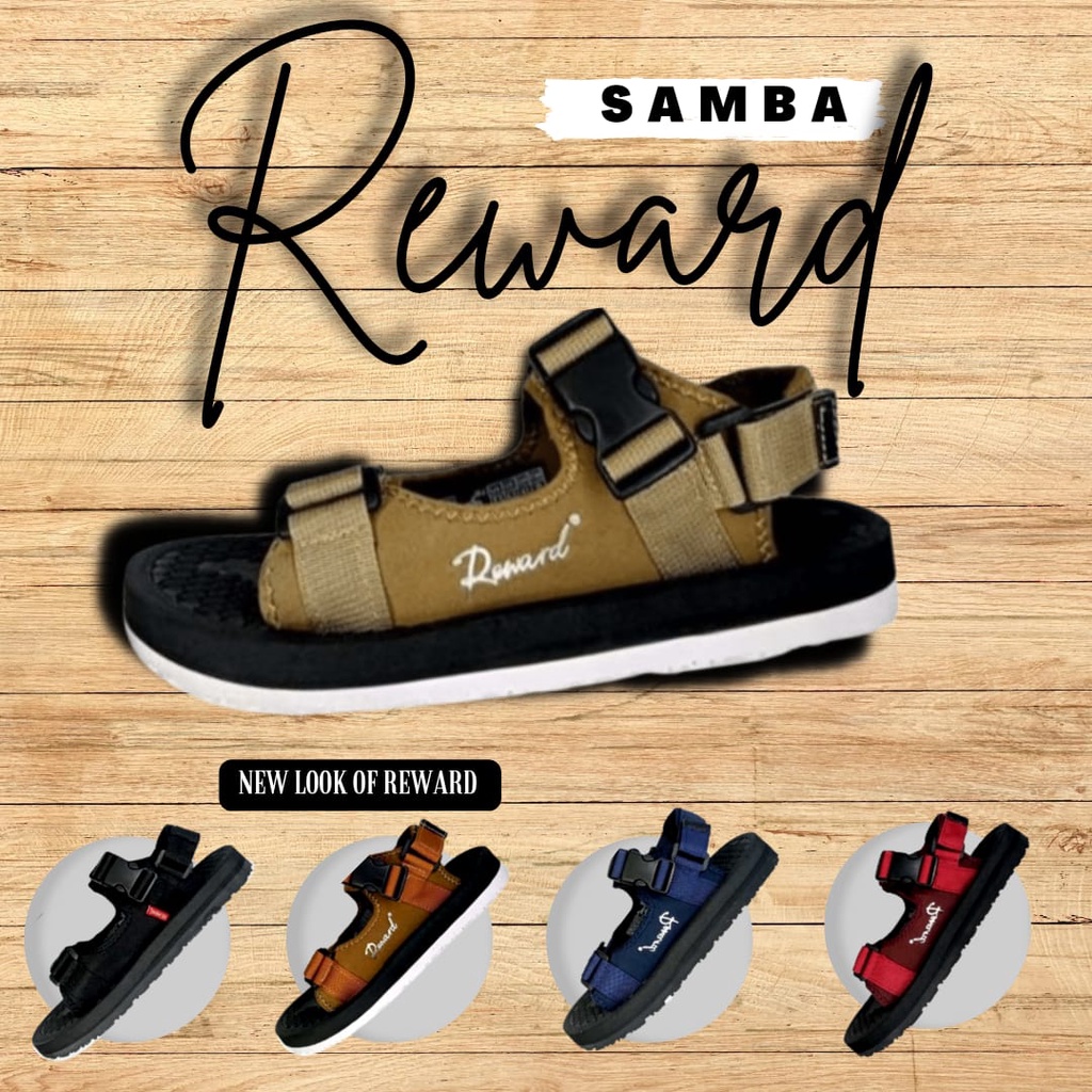 SANDAL GUNUNG PRIA TERBARU REWARD SAMBA PREMIUM SOL PUTIH