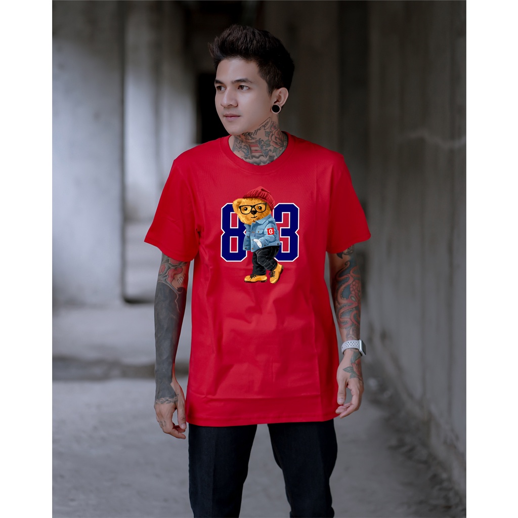 BRIGO Kaos Lengan Pendek Bear 83 || Kaos Katun Combed M-XL || Kaos Distro BRIGO Beruang 83