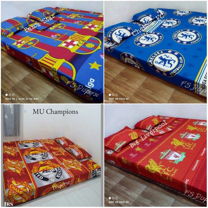 sprei homemade ukuran 180x200 - king - no 1 motif bola - barca star