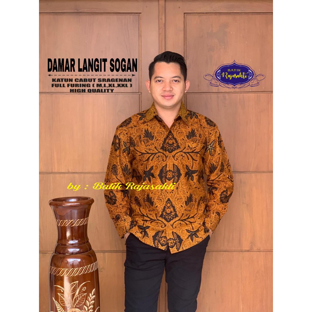 DAMAR LANGIT SOGAN Batik Pria Full Furing Bahan Katun Halus Sragenan