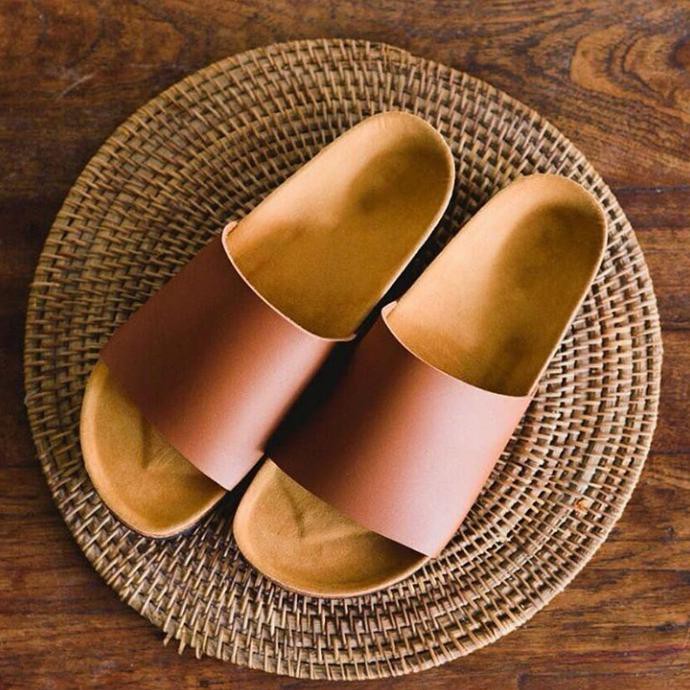 Kualitas Terbaik SANDAL SLOP TEPLEK FLATSHOES COKLAT WANITA UKURAN BESAR JUMBO BIGSIZE - Cokelat, 37