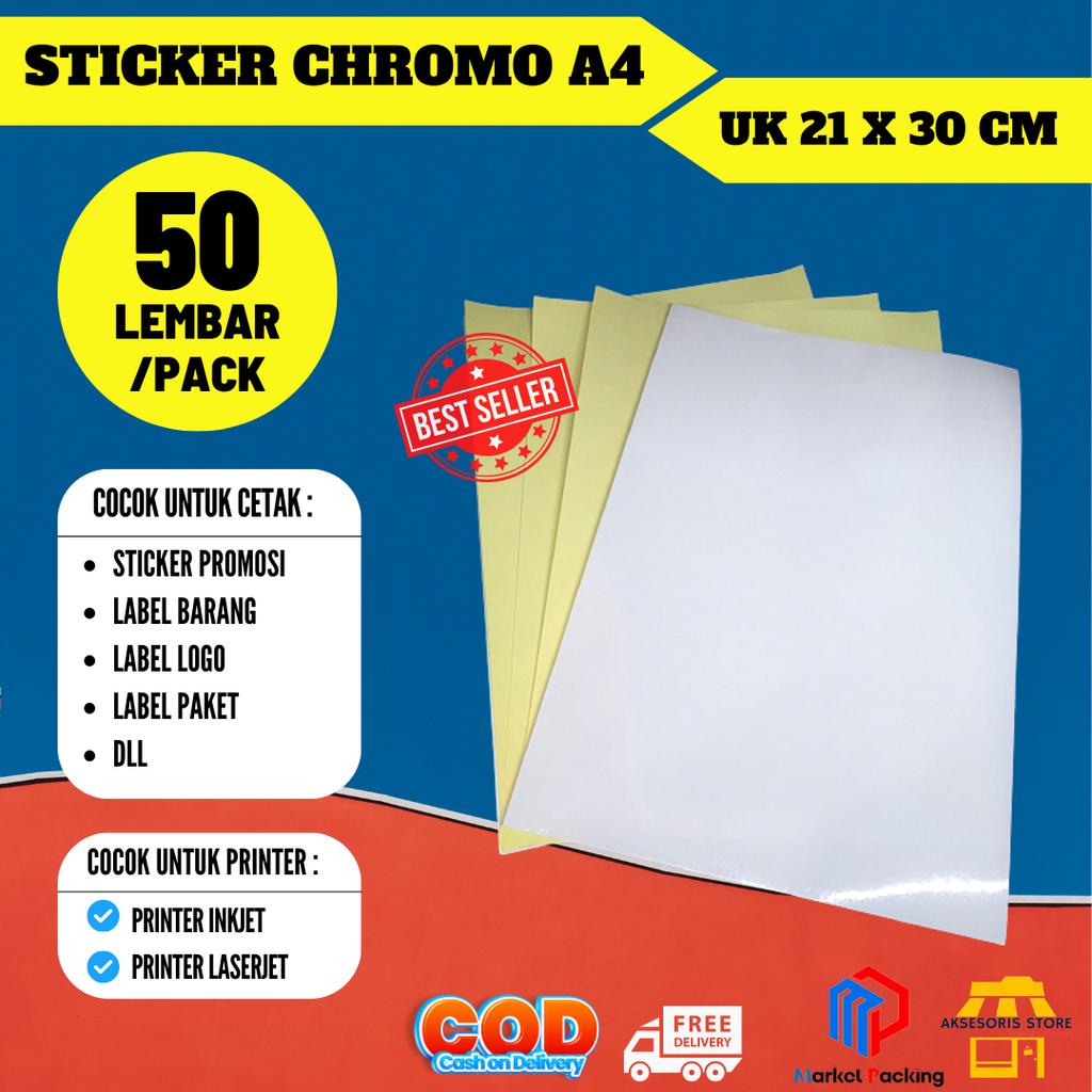 

ghg Sticker Chromo A4 isi 50 Lembar / Kertas Stiker Glossy A4