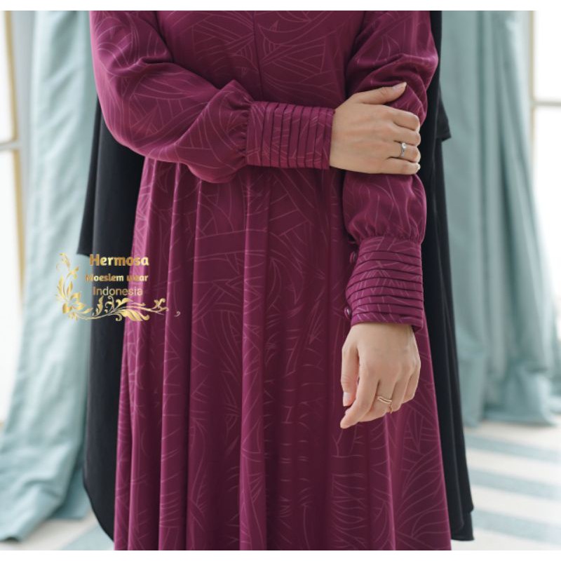 GAMIS YORIS CALTRI BURGUNDY BY HERMOSA / GAMIS EMBOS YORIS / GAMIS MEWAH / GAMIS SYARI / GAMIS MURAH