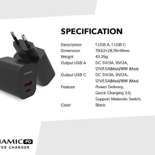 Best Seller Hippo Adapter Charger Dynamic QC3.0 + PD 18W <<