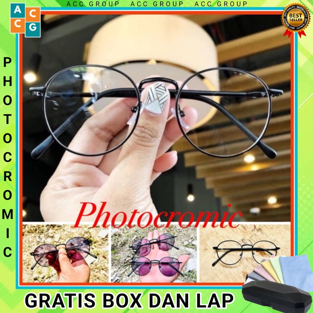 READY STOCK FRAME + LENSA PHOTOCROMIC  FRAME OPTIK TITANIUM KOREAN STYLE WANITA HARGA TERJANGKAU