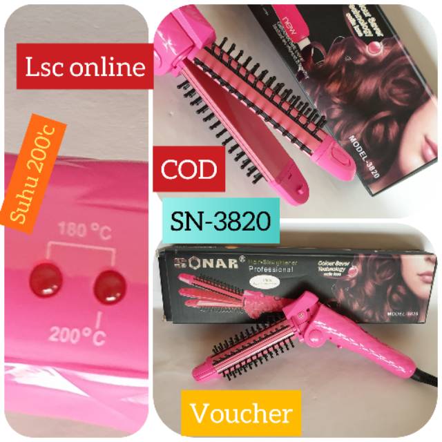 Catok Rambut  Sonar Catokan Lipat 3IN1 Curly Keriting Lurus Rebonding DAN ZIGZAG Genting SN 3820