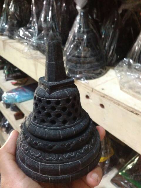 (BISA COD) Miniatur Stupa Candi Borobudur Ukuran Kecil - Batu Hitam Asli - DEKORASI Souvenir Jogja