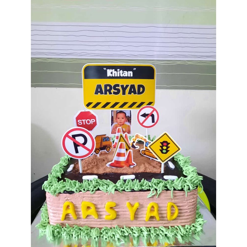 Topper Cake Konstruksi Custom/Hiasan Kue/Bebas Request/Semua Tema Bisa