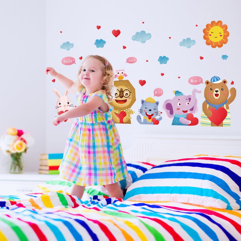 Reliza Wall Sticker Zoo Animal Greeting Hewan Anak LDR274