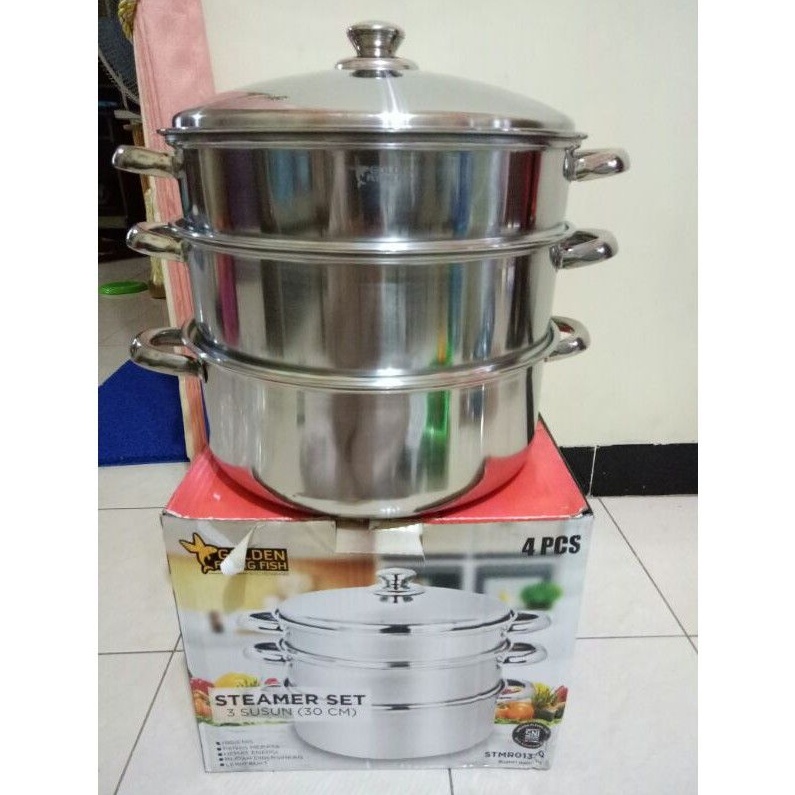 READY Panci Kukus Kukusan Stainless Steel/Kukusan Besar susun ORI Golden Flying Fish Steamer set sus
